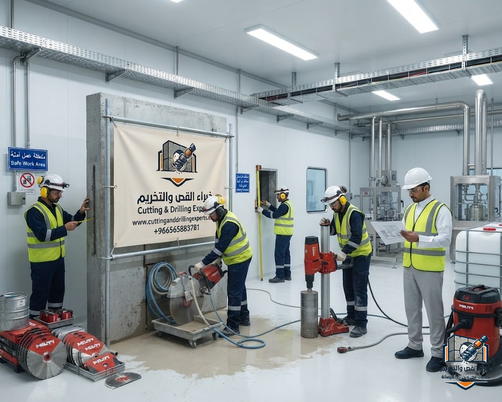 خبراء القص والتخريم بالطائف لتنفيذ قص الخرسانة الصناعية وفتح الكور للمصانع باستخدام أحدث تقنيات القص الماسي